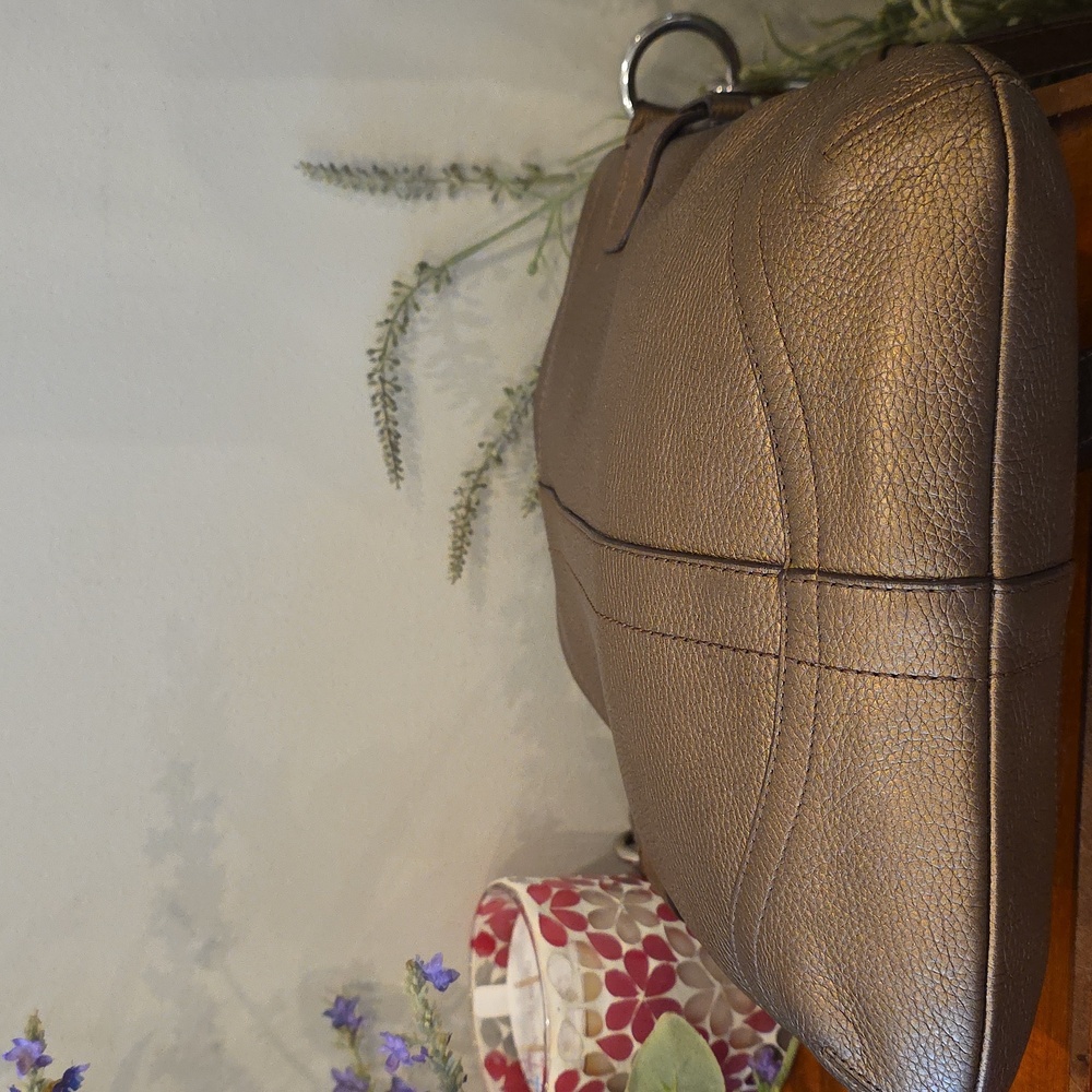 Coach Bronze Metallic Belted Chain Accent Convertable Shoulder Bag - Picture 6 of 9